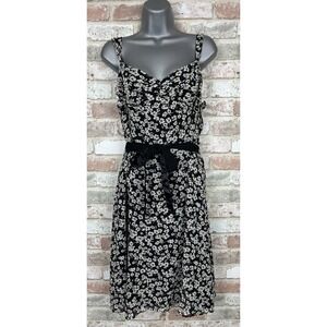 Vintage Y2K Intuitions Floral Silk Midi Dress Sz 12 Cottagecore Feminine